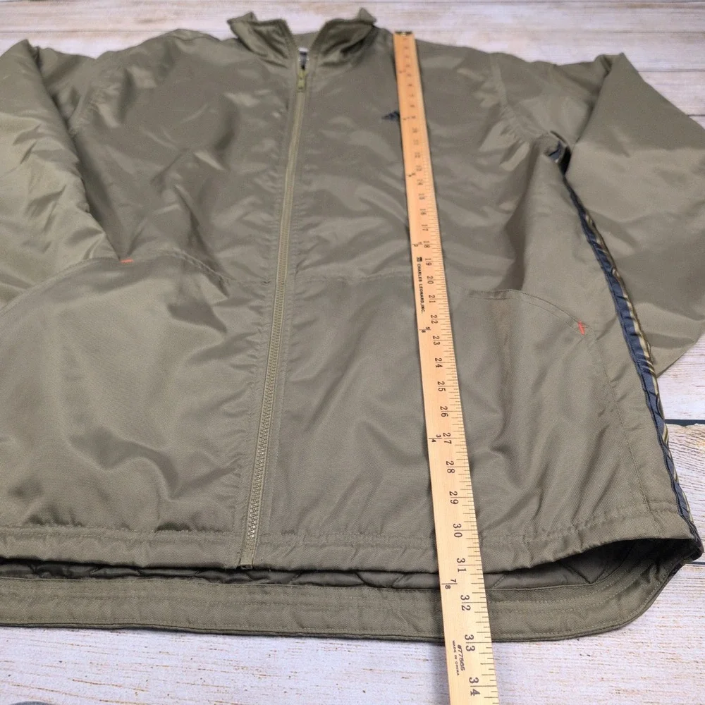 Vintage 90s /‎ Y2k Adidas Mens Full Zip Windbreaker Olive Jacket  Large L - Picture 2 of 8